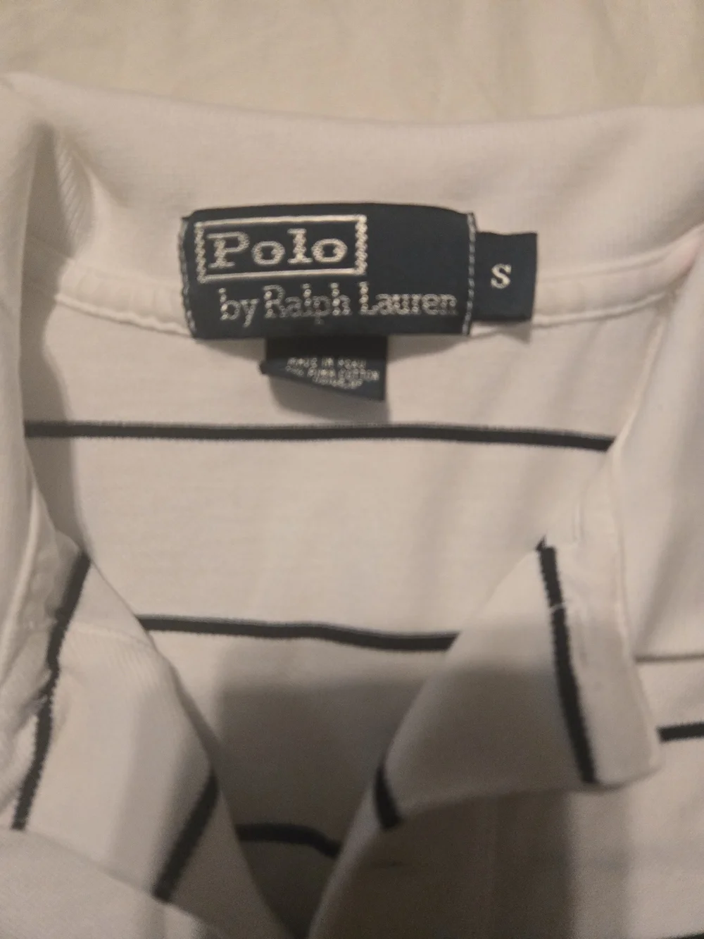 : Polo Ralph Lauren Mens Small Black White Striped Pony Logo Pique Polo Shirt